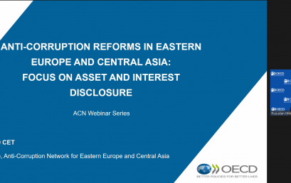 OECD webinar  “Anti-Corruption Reforms in Eastern Europe and Central Asia: Focus on Asset and Interest Disclosure”